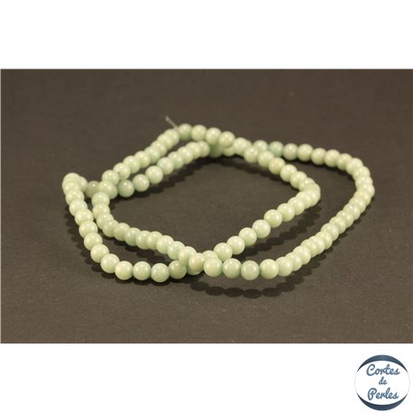 Perles semi précieuses en jade mashan - Rondes/4 mm - Kaki