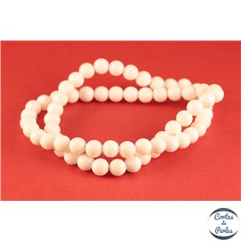 Perles semi précieuses en jade mashan - Rondes/6 mm - Blanc