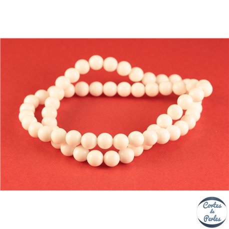 Perles semi précieuses en jade mashan - Rondes/6 mm - Blanc