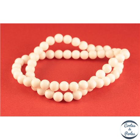 Perles semi précieuses en jade mashan - Rondes/6 mm - Blanc