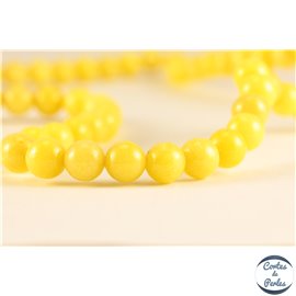 Perles semi précieuses en jade mashan - Rondes/6 mm - Jaune Canari