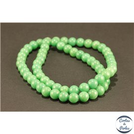 Perles semi précieuses en jade mashan - Rondes/6 mm - Vert Océan