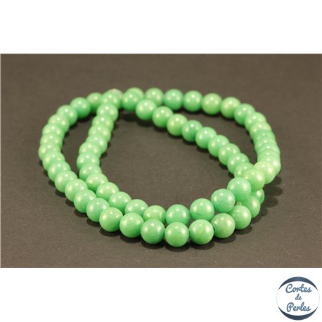 Perles semi précieuses en jade mashan - Rondes/6 mm - Vert Océan