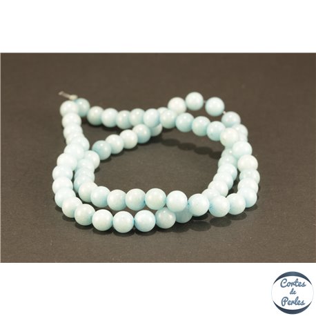Perles semi précieuses en jade mashan - Rondes/6 mm - Turquoise Clair