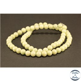 Perles semi précieuses en jade mashan - Rondes/6 mm - Kaki