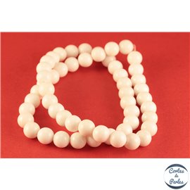 Perles semi précieuses en jade mashan - Rondes/8 mm - Blanc