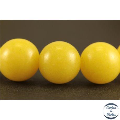 Perles semi précieuses en jade mashan - Rondes/8 mm - Jaune Canari