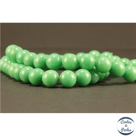 Perles semi précieuses en jade mashan - Rondes/8 mm - Vert Océan