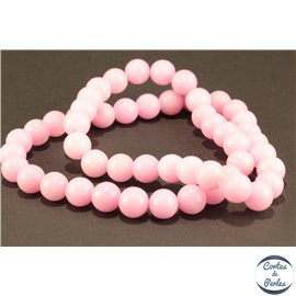 Perles semi précieuses en jade mashan - Rondes/8 mm - Rose Flamant