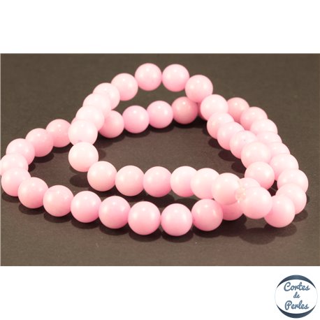 Perles semi précieuses en jade mashan - Rondes/8 mm - Rose Flamant