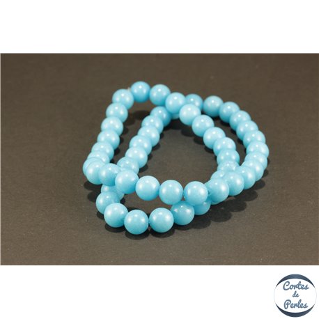 Perles semi précieuses en jade mashan - Rondes/8 mm - Turquoise Clair