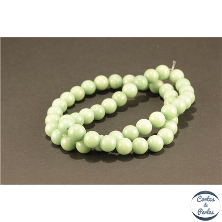 Perles semi précieuses en jade mashan - Rondes/8 mm - Kaki