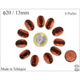 Perles en Verre de Tchéquie - Ovale/20 mm - Rouge