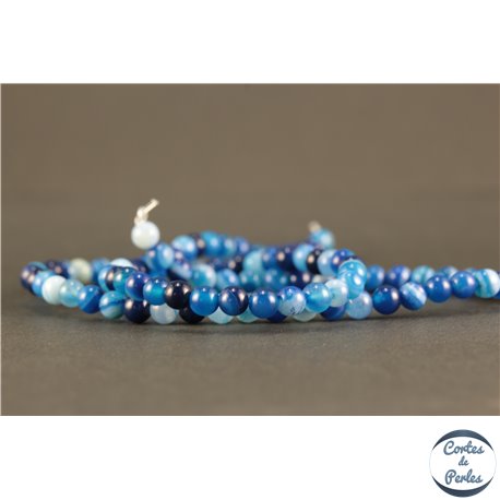 Perles semi précieuses en Agate - Rondes/4 mm - Bleu Marine