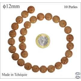 Perles en Verre de Tchéquie - Ronde/12 mm - Beige