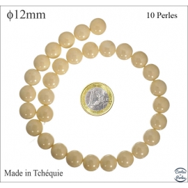 Perles en Verre de Tchéquie - Ronde/12 mm - Beige