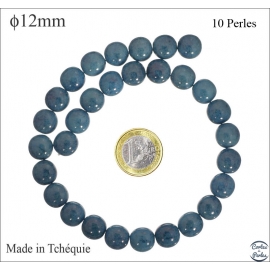 Perles en Verre de Tchéquie - Ronde/12 mm - Bleu