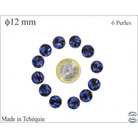 Perles en Verre de Tchéquie - Ronde/12 mm - Bleu