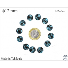 Perles en Verre de Tchéquie - Ronde/12 mm - Bleu