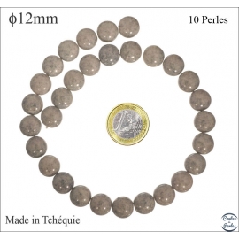 Perles en Verre de Tchéquie - Ronde/12 mm - Gris