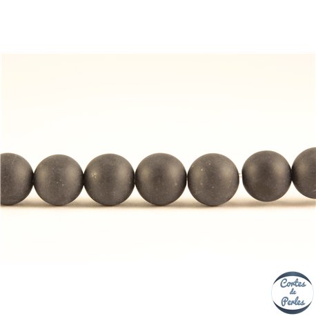 Perles semi précieuses en agate - Rondes/6 mm - Noir - Grade A