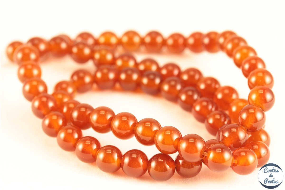Collier en rhodonite - Perles rondes 6 mm - 43 cm