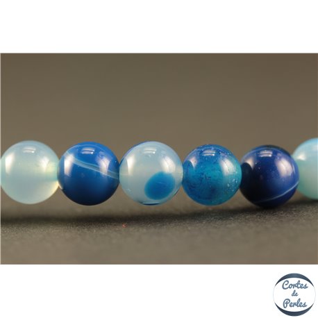 Perles semi précieuses en Agate - Rondes/6 mm - Bleu Océan