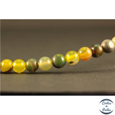 Perles semi précieuses en Agate - Rondes/6 mm - Vert Jaune