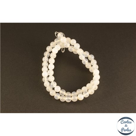 Perles semi précieuses en Agate - Rondes/6 mm - Blanc Foggy
