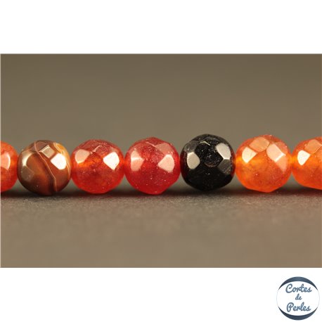 Perles semi précieuses en Agate - Rondes/6 mm - Rouge et Noir