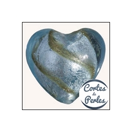 Perles de Venise - Coeur/28 mm - Bleu