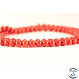 Perles semi précieuses en Corail - Ronde/4 mm - Rouge