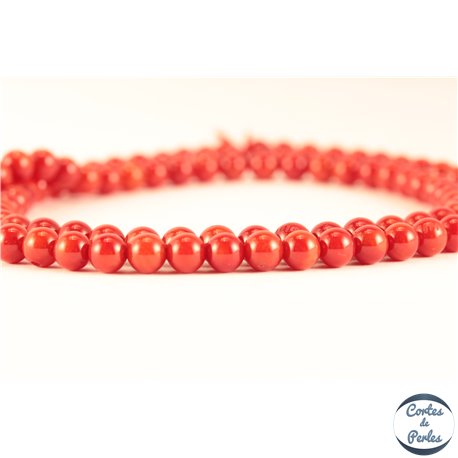 Perles semi précieuses en Corail - Ronde/4 mm - Rouge