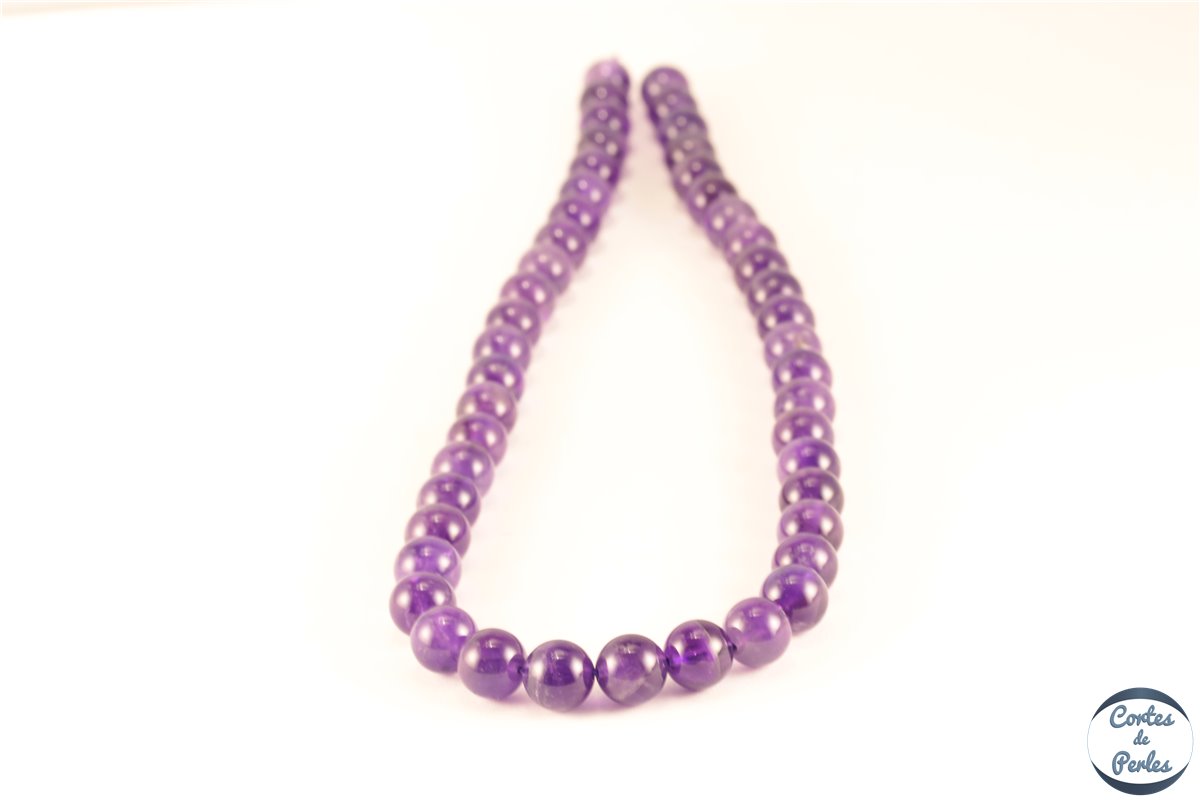 45 Perles Rondes En Améthyste Naturelle De 8 Mm + Cordon élastique - Pour Fabrication De Bijoux DIY
