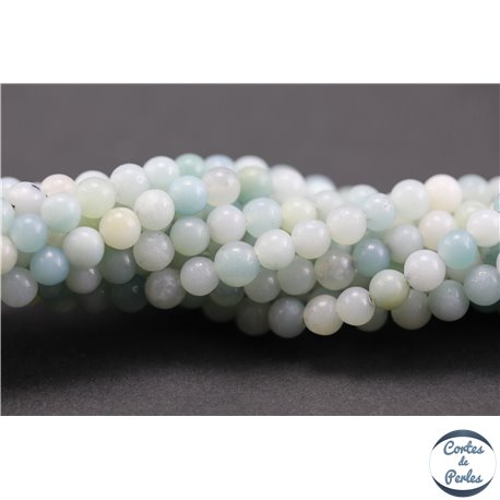 Perles semi précieuses en amazonite - Rondes/4 - 5 mm - Aquamarine light - Grade A