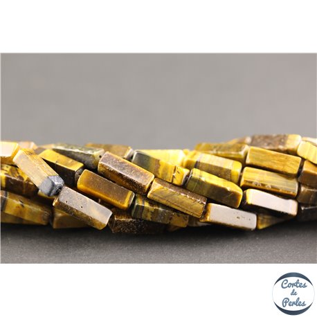 Perles semi précieuses en oeil de tigre - Rectangles/13 mm - Marron