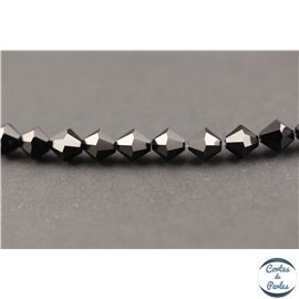 Perles en verre - Toupies/8 mm - Noir brillant