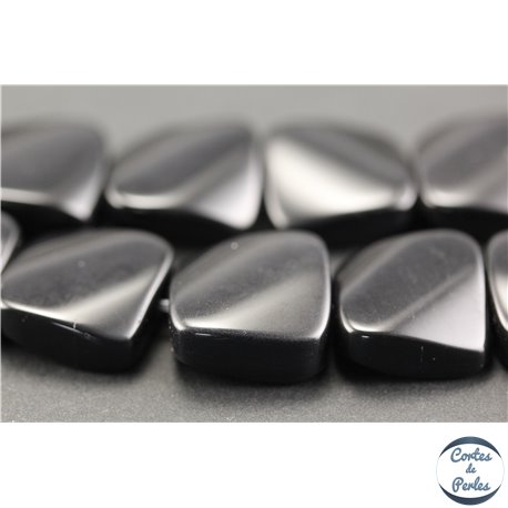 Perles semi précieuses en obsidienne - Carrées/16 mm - Noir brillant