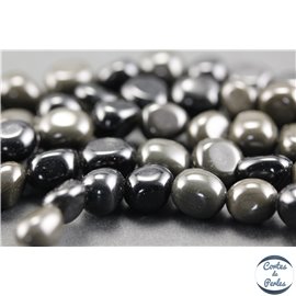 Perles semi précieuses en obsidienne - Nuggets/8 - 10 mm - Noir brillant