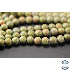 Perles semi précieuses en unakite - Rondes/6 mm - Vert rose