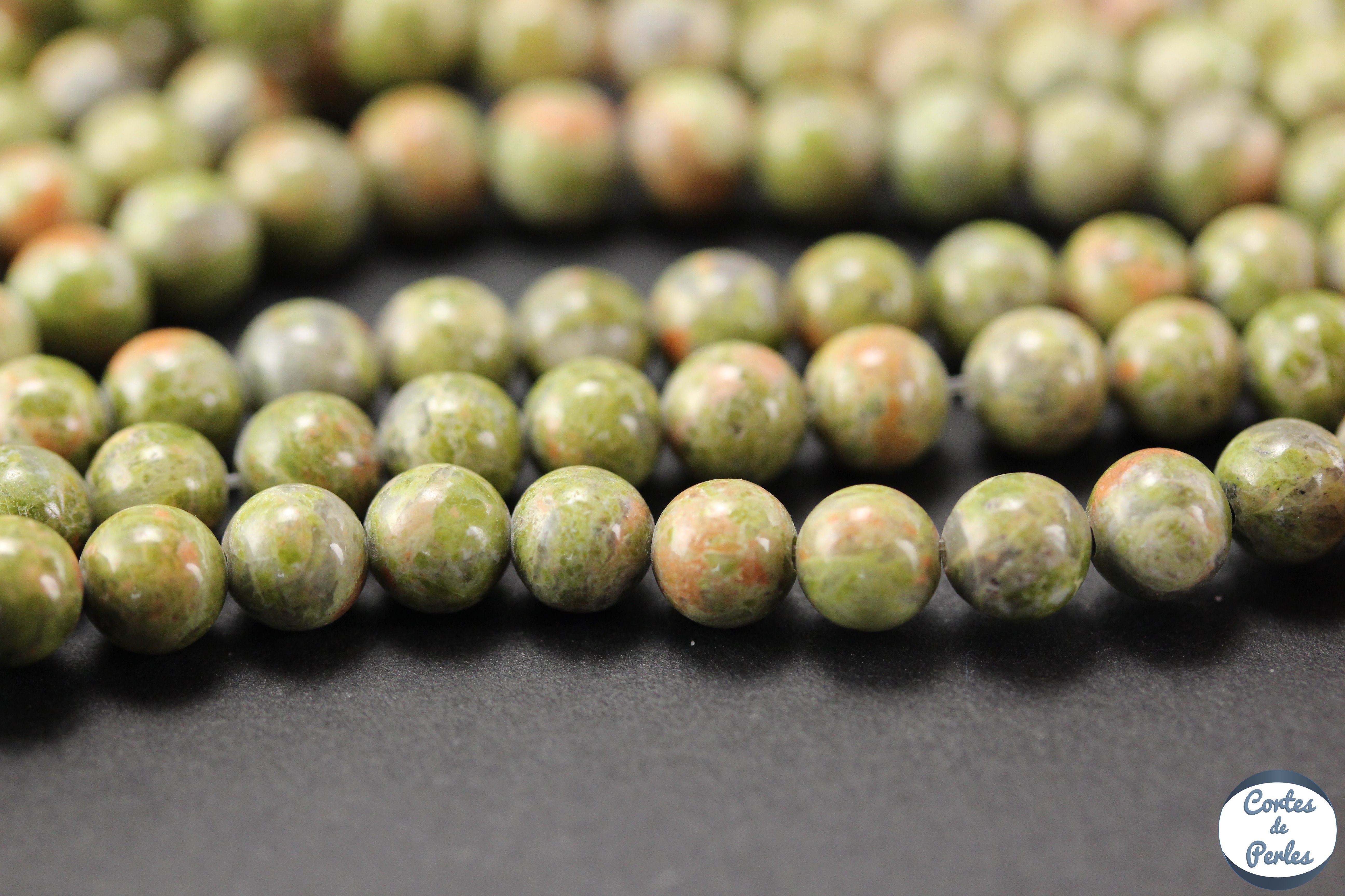 Perles Rondes En Unakite Naturelle - Diamètre 6mm - Lot Pour Création Bijoux Et Lithothérapie - Origine France