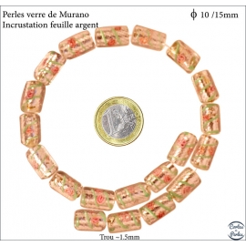 Perles de Venise - Tube/15 mm - Argenté