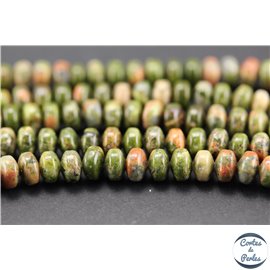 Perles semi précieuses en unakite - Roues/7 mm - Vert rose