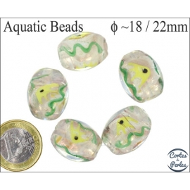Perles Aquarius de Murano - Ovale/18 mm - Blanc