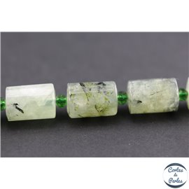 Perles semi précieuses en préhnite - Tubes/14 mm - Vert pâle