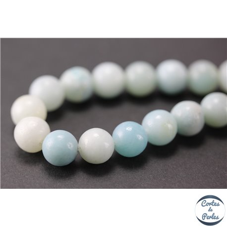 Perles semi précieuses en amazonite - Rondes/8 - 9 mm - Aquamarine light - Grade A