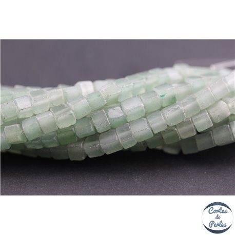 Perles semi précieuses en aventurine - Cubes/4 mm - Water green