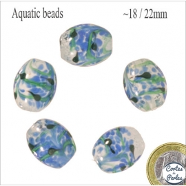 Perles Aquarius de Murano - Ovale/18 mm - Bleu
