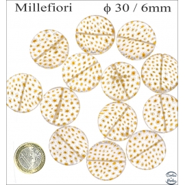 Perles Millefiori de Murano - Disque/30 mm - Jaune