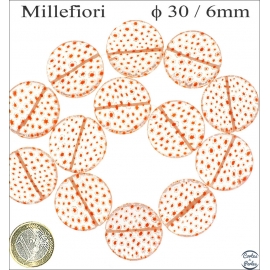 Perles Millefiori de Murano - Disque/30 mm - Orange